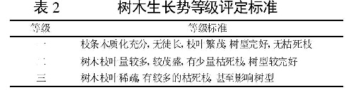 表2 樹木生長勢等級評定標準